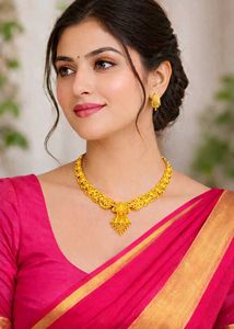 Exquisite Gold Necklace and Earring Set