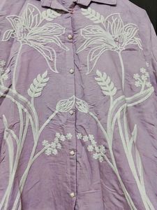 Embroidered Purple Collared co ord set
