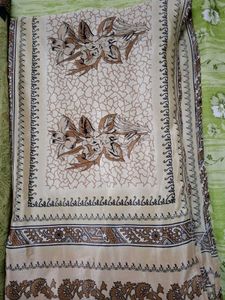 Combo Of 2 Ethnic Saree Set Green Cream Silver