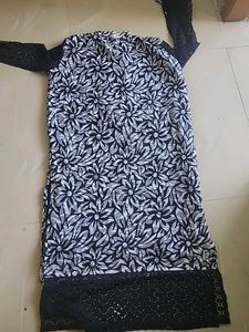 Stylish Printed Kurta with Lace Sleeves