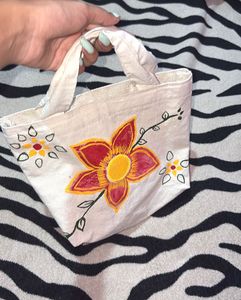 Hand-painted Floral Tote Bag