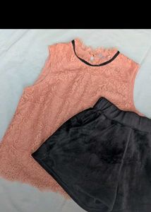 Peach Lace Tank Top