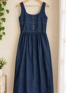 Classic Denim Button-Front Midi Dress