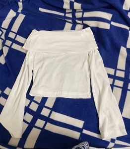 Off-Shoulder White Long Sleeve Top