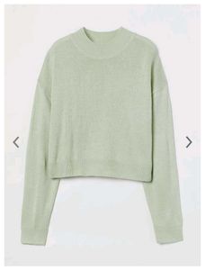 H&amp;M Light Green Cropped Knit Sweater