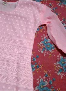 Elegant Pink Chikankari Kurta