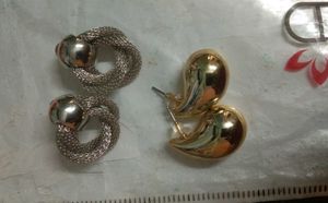 Statement Earring Set: Silver Knot &amp; Gold Teardrop