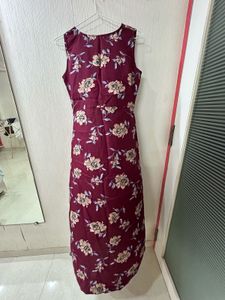 Burgundy Floral Midi Dress