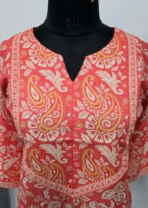 pinkish orange short kurta