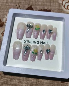 Press-On Nails with Gems & Flowers