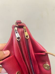 Maroon Handbag with Sling (cherry colour coded)