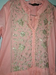 Peach Tiered Anarkali Dress