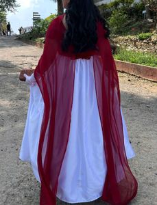 Elegant White &amp; Red Ethnic Gown
