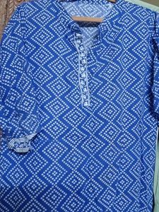 Blue & White Bandhani Print Kurta
