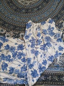 Blue Floral Print Dress Material