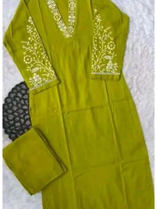 Embroidered Kurta And Bottom Set