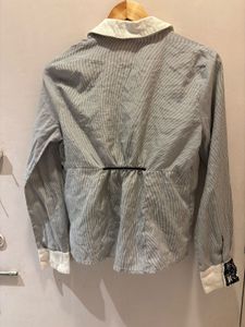 Chic Striped Lace Button-Up Top