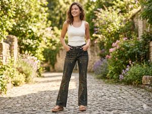 Y2K Stylish Embroidered Flare Jeans - size 26