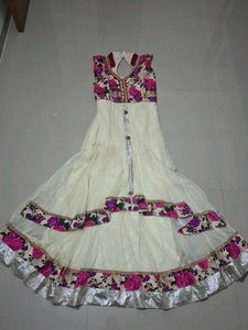 Elegant Floral Print Anarkali Dress