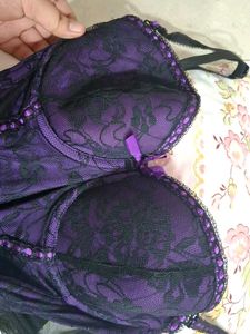 goth Purple &amp; Black Lace Corset Top