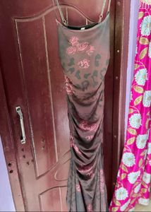 Elegant Brown Floral Maxi Dress