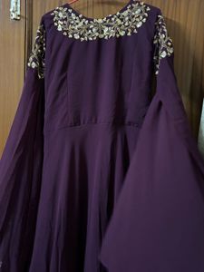 Elegant Purple Embroidered Gown