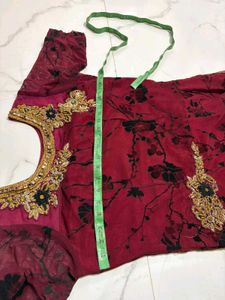 ice velvet work  Burgundy Embroidered Gown