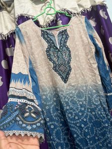Elegant Blue Ombre Kurta Set with Dupatta