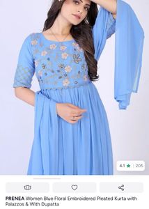 Pastel Blue Kurta set With palazzo &amp; Dupatta