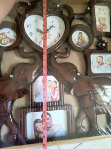 Family Photo Frame With Clock Wall Hanging