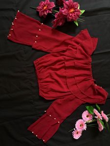 Maroon Pearl Embellished Top