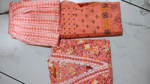 Peach Cotton Kurta Set 3XL