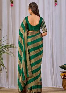 Elegant Striped Green Silk Saree