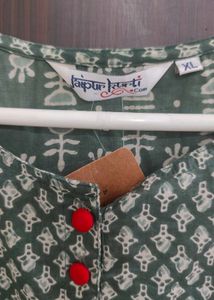 Long green jaipuri print kurta