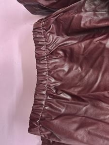 SAVANA Maroon Faux Leather Bomber Jacket