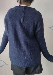 vero moda Sparkly Blue Knit Sweater with sequence