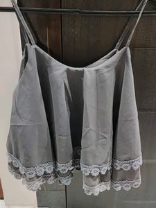 Elegant Gray Lace Trim Cami Top