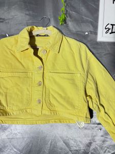 Zara Yellow Cropped denim Jacket
