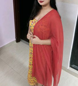 Beautiful Yellow Floral Kurta Set with Red Dupatta