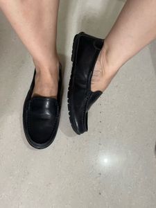 Hush Puppies Black Leather Loafers