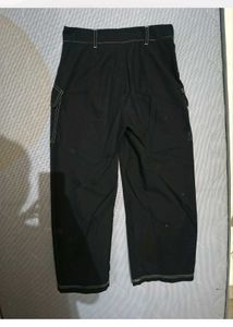 Stylish Black Cargo Pants with White Stitching