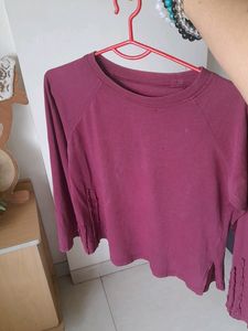 50% Off Today 🌟 Crop Top Soft Maroon Full Sleeve