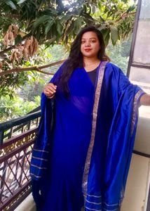 Royal Blue Dupatta with Embellished Border