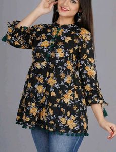 Stylish Floral Print Peplum Kurti