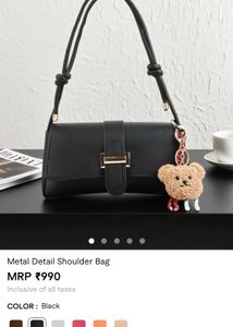 Chic Black Shoulder Bag with Charm