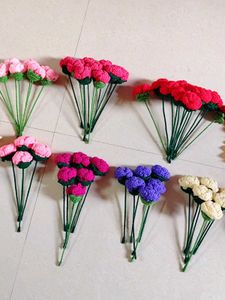 Crocheted rose stick