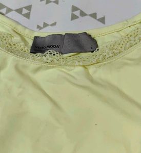 Light Yellow Camisole with Lace Trim