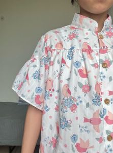 Floral Bird Print Top