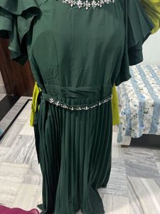 Emerald Green Pleated Maxi Dress