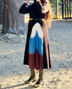 Stylish Pleated Color Block Dress